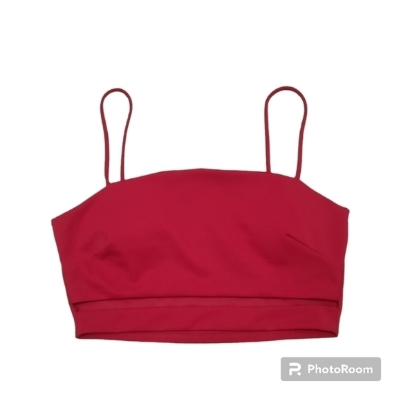 Red Slinky Cut Out Cami Crop Top - Picture 8 of 8